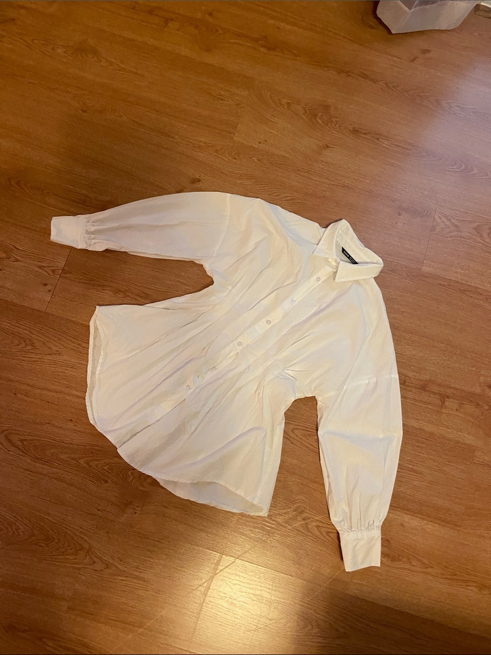 Relaxed White Button-Front Shirt